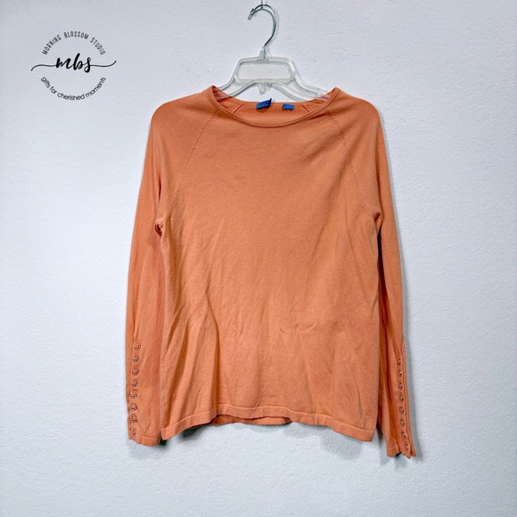 NWOT J. McLaughlin Jamey Raglan Sleeve Sweater Orange Button Cuf Orange Women L - Picture 2 of 8